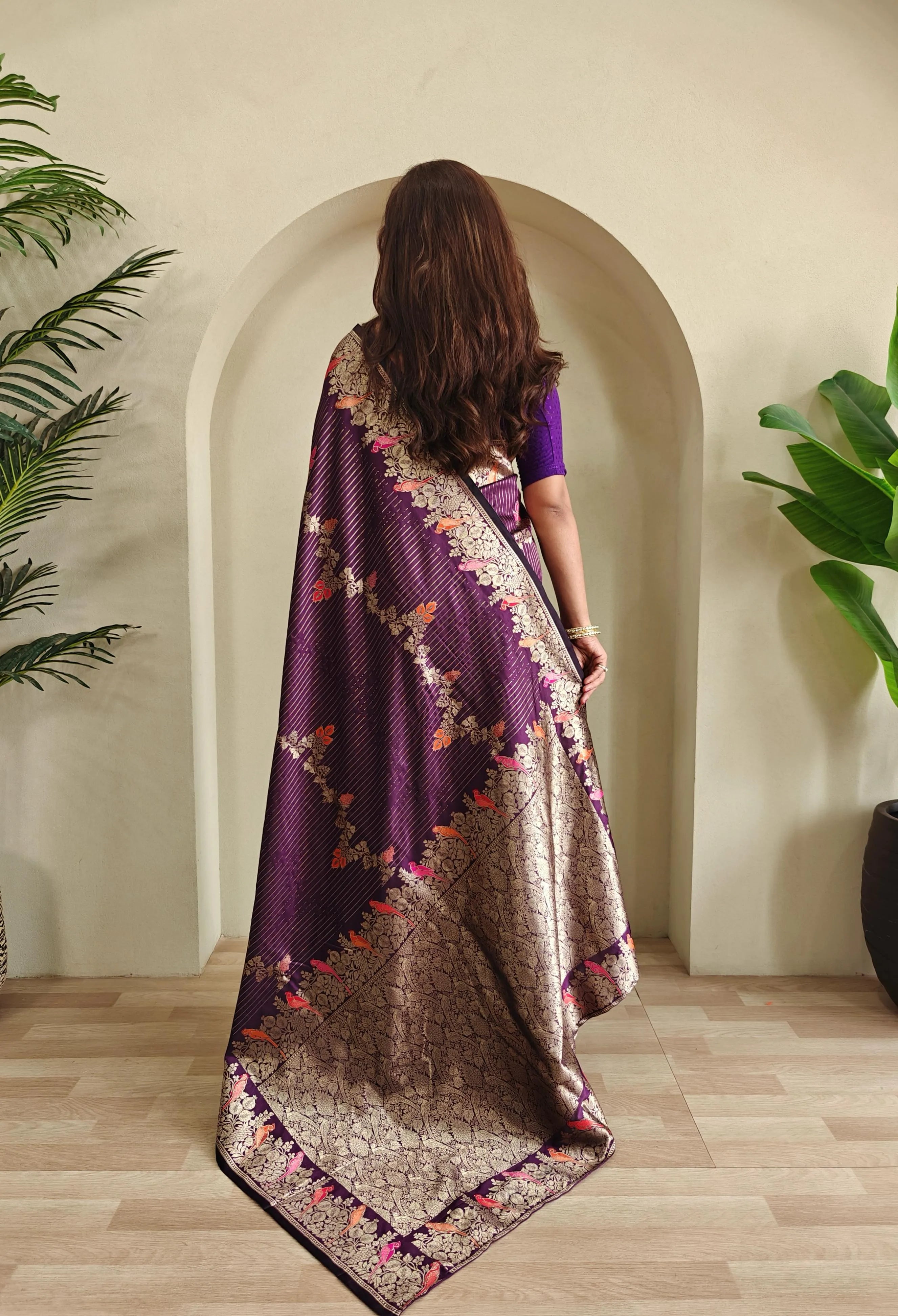 Banarasi Mushro Satin Silk Zari Banarasi Weaving Saree