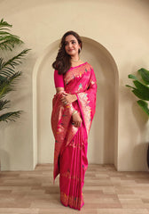 Banarasi Mushro Satin Silk Zari Banarasi Weaving Saree