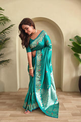 Banarasi Mushro Satin Silk Zari Banarasi Weaving Saree