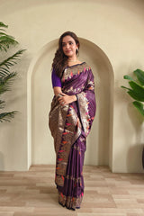 Banarasi Mushro Satin Silk Zari Banarasi Weaving Saree
