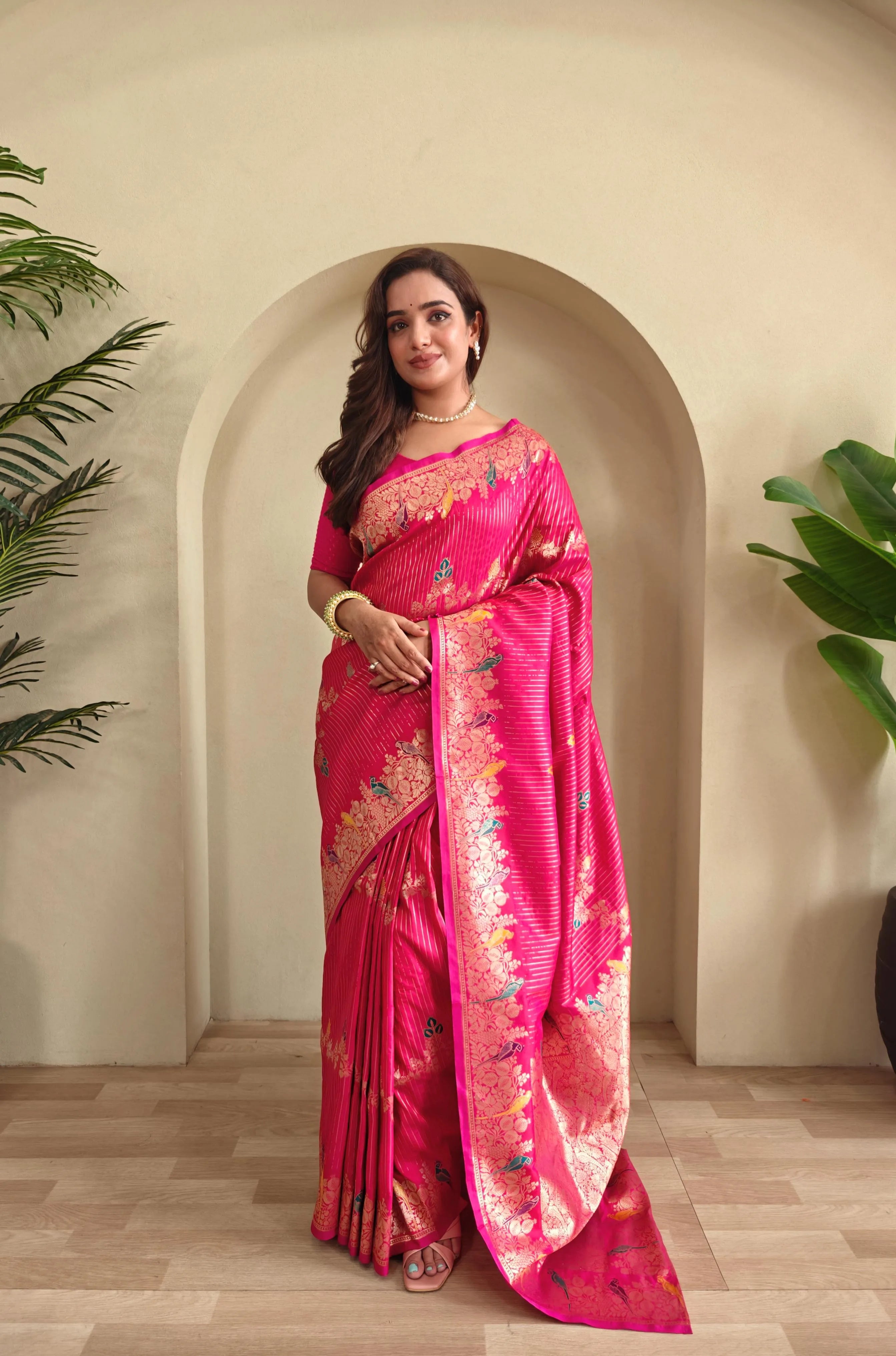 Banarasi Mushro Satin Silk Zari Banarasi Weaving Saree
