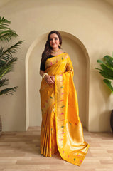 Banarasi Mushro Satin Silk Zari Banarasi Weaving Saree