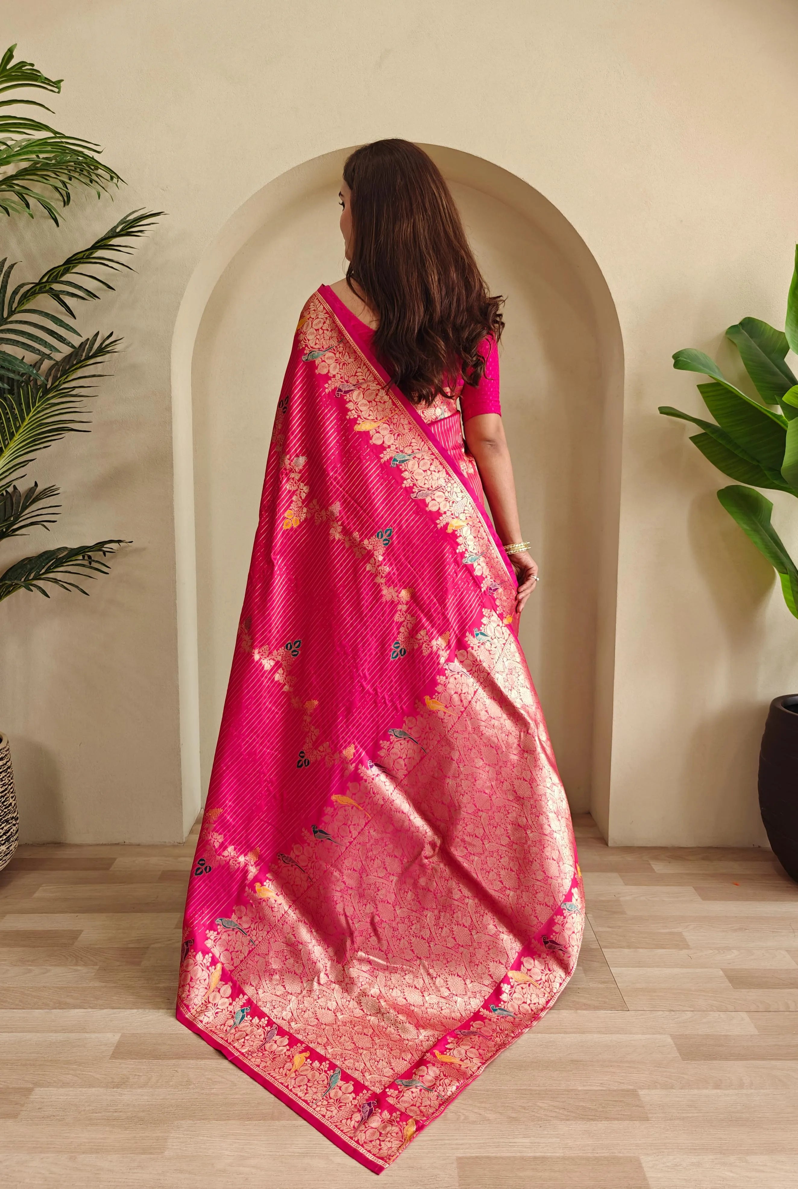 Banarasi Mushro Satin Silk Zari Banarasi Weaving Saree