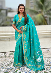 Pichwai Lotus Paithani Saree