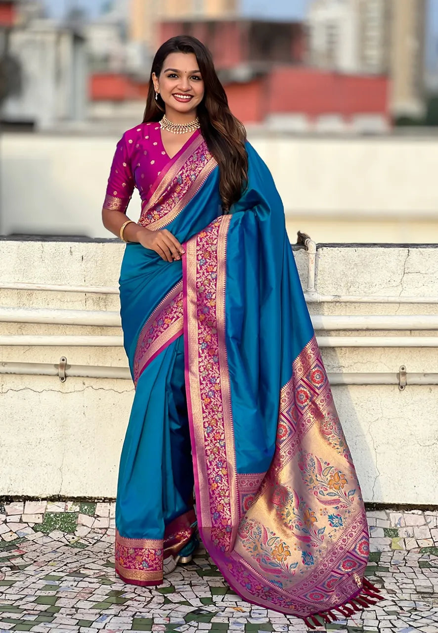 Soft Silk Kadiyal Paithani Saree