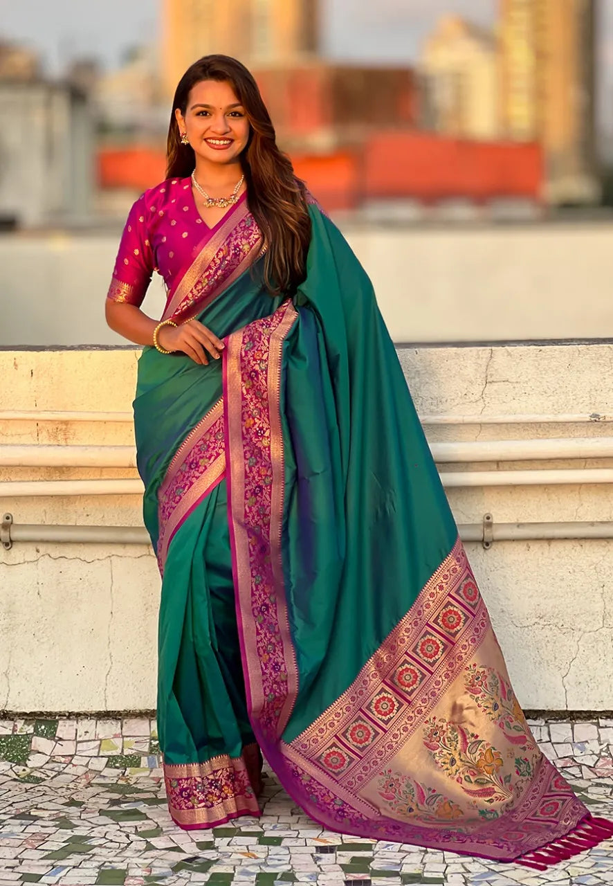 Soft Silk Kadiyal Paithani Saree