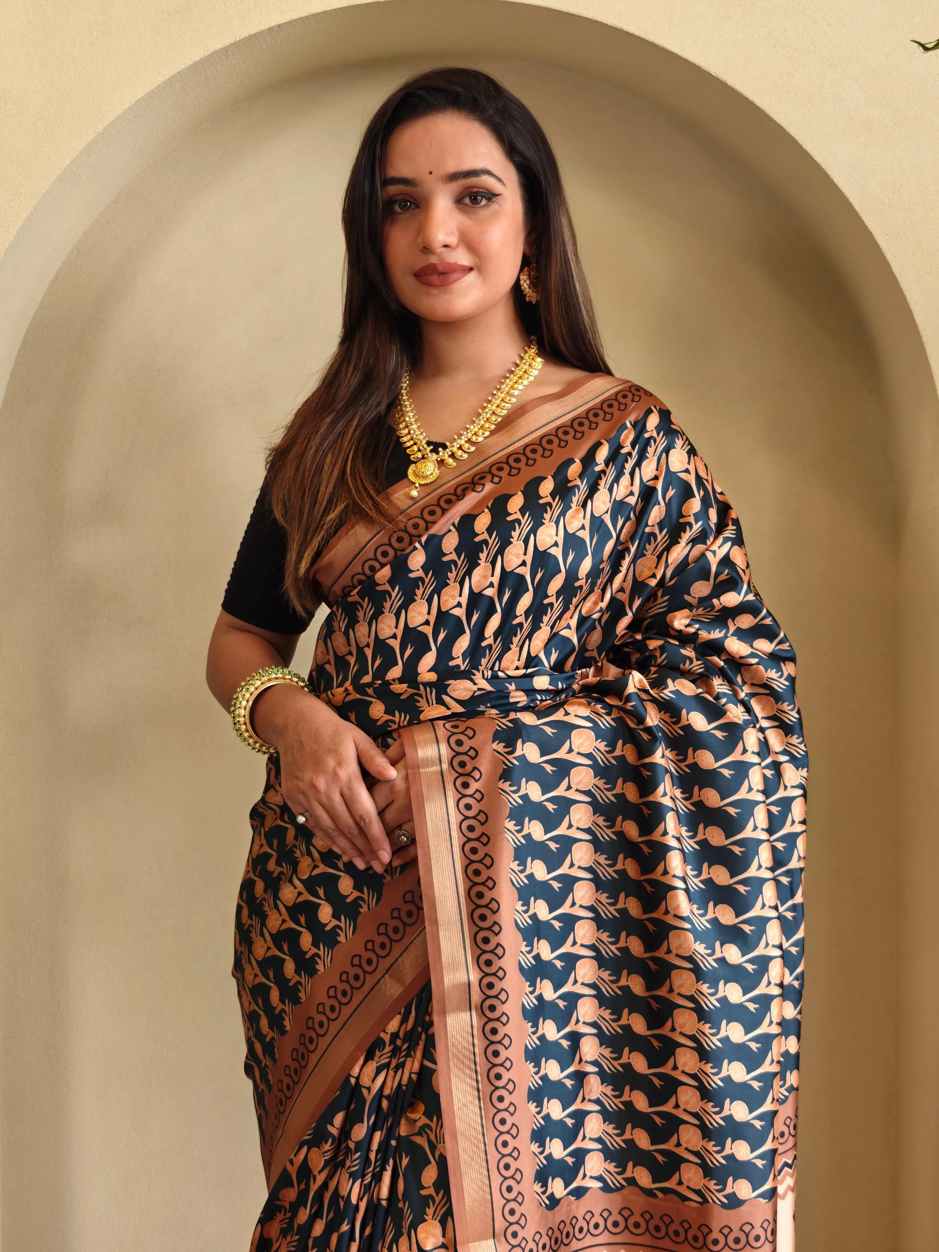 Dola Viscose Digital Printed Kalamkari Saree