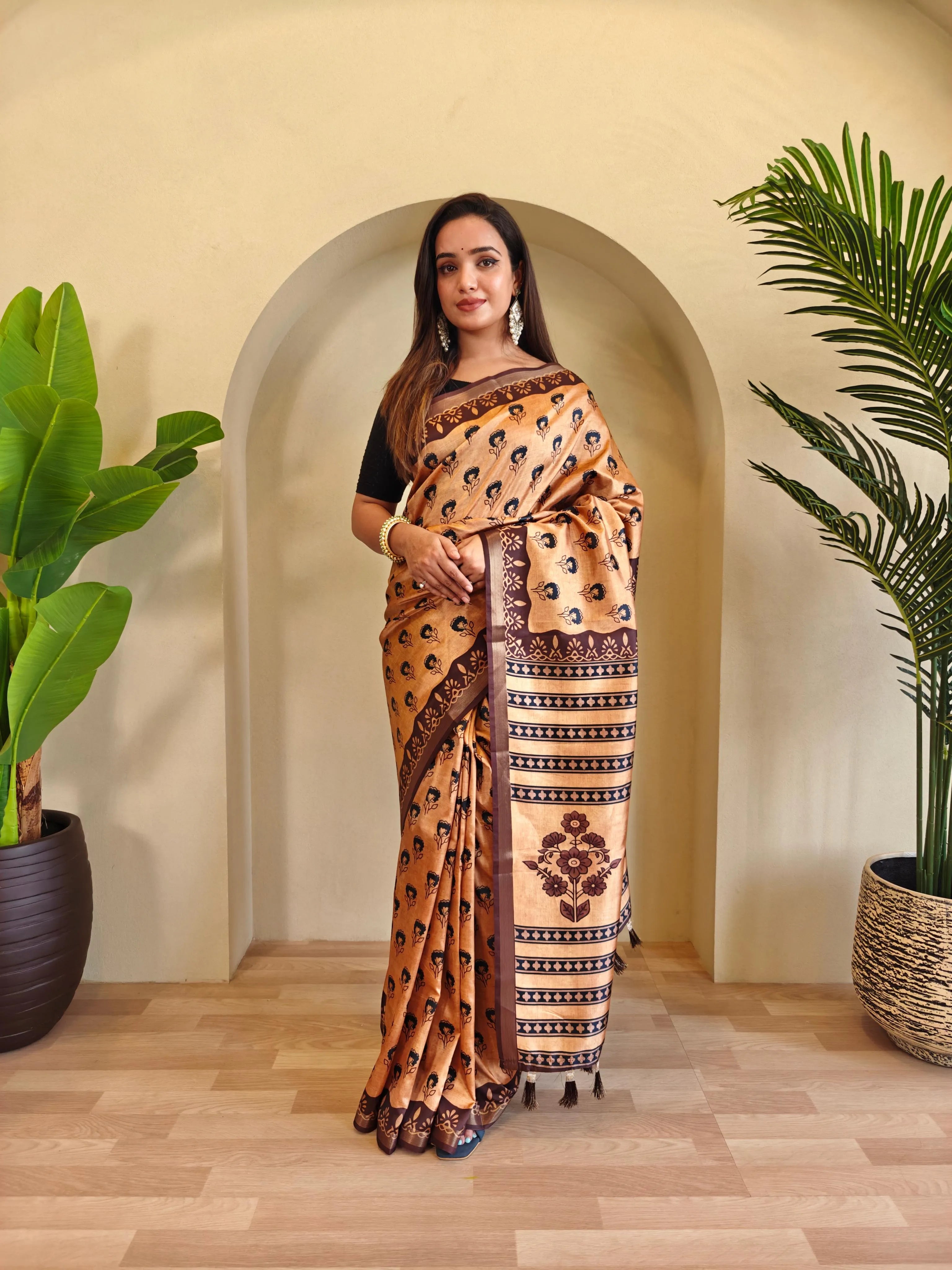 Dola Viscose Digital Printed Kalamkari Saree