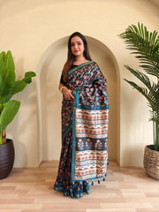 Dola Viscose Digital Printed Kalamkari Saree