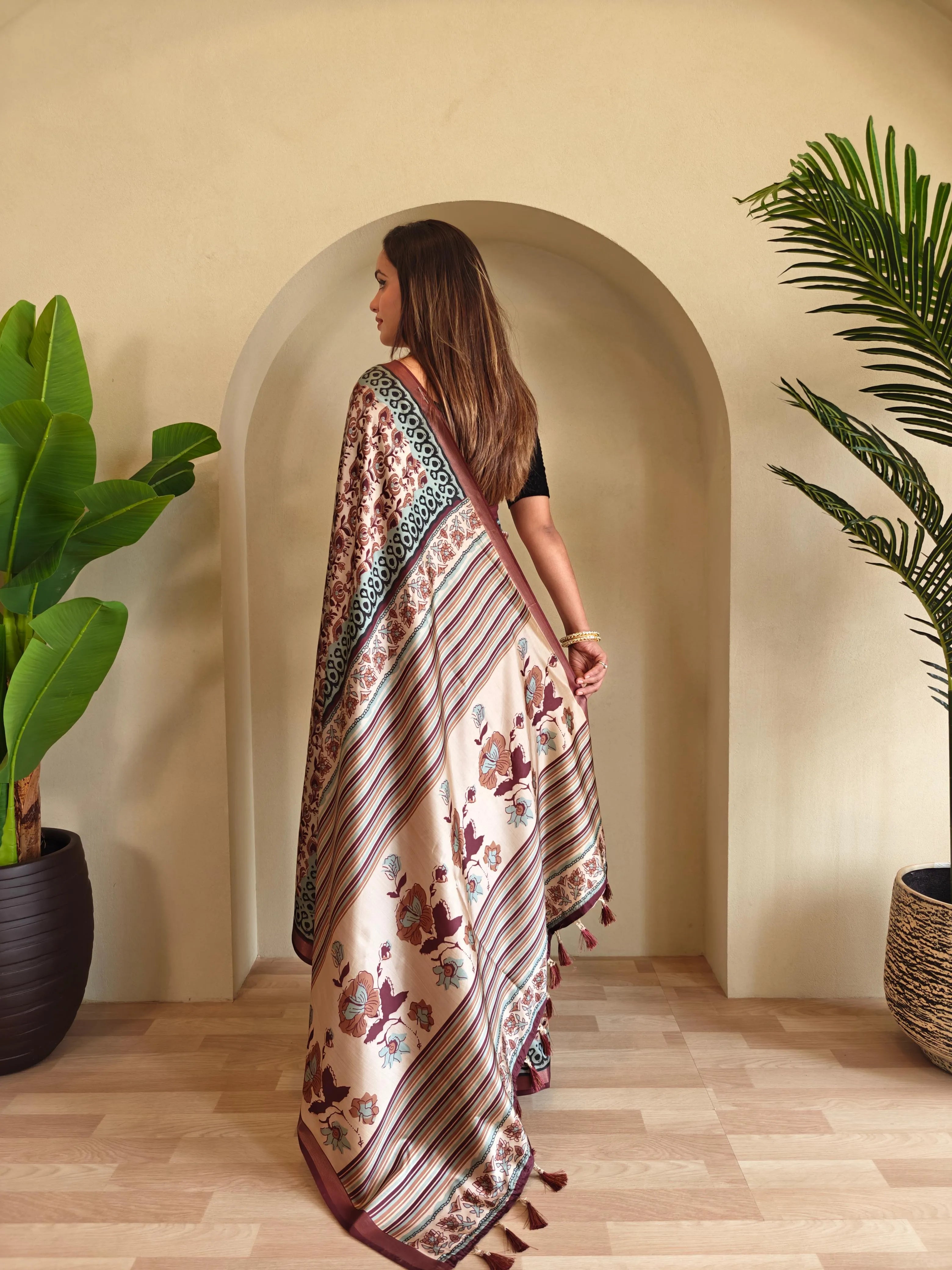 Dola Viscose Digital Printed Kalamkari Saree