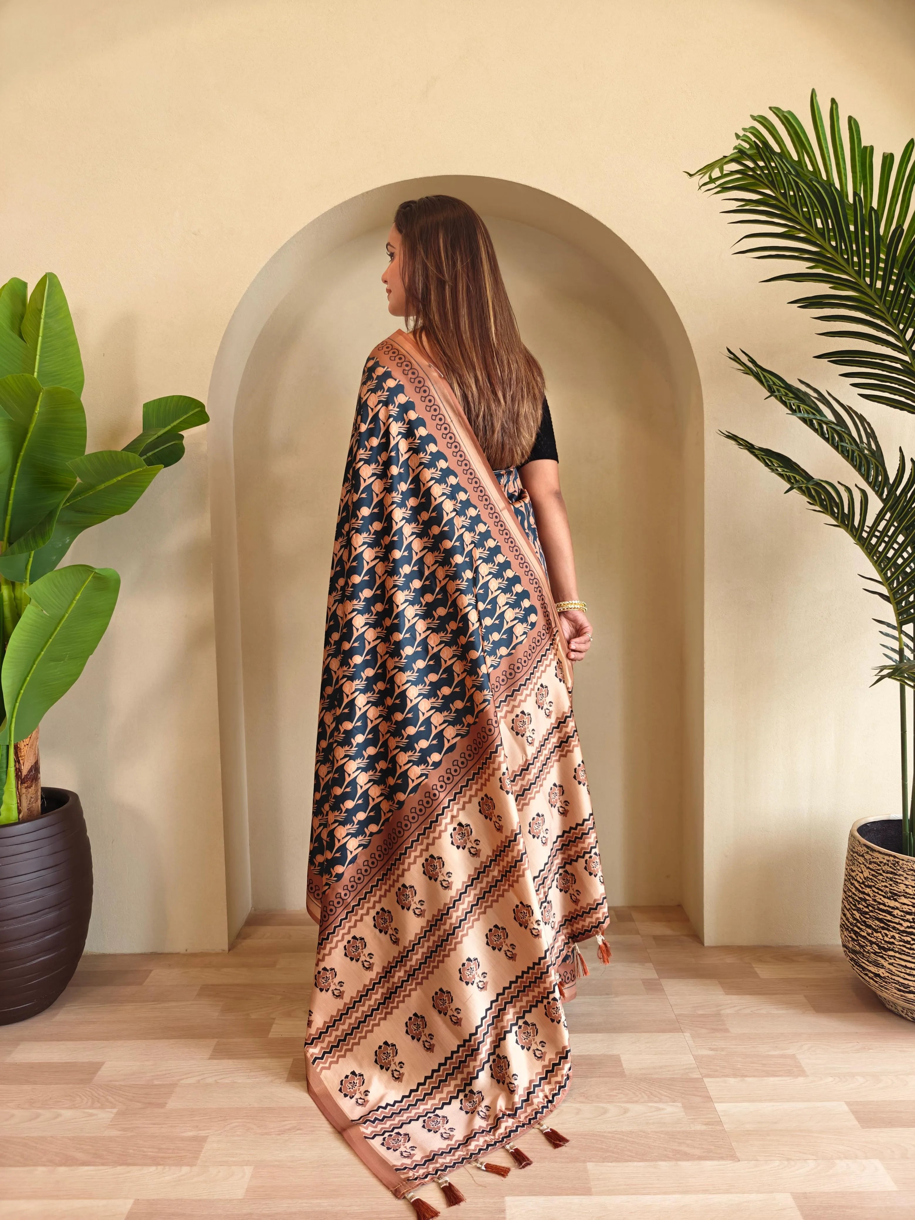 Dola Viscose Digital Printed Kalamkari Saree
