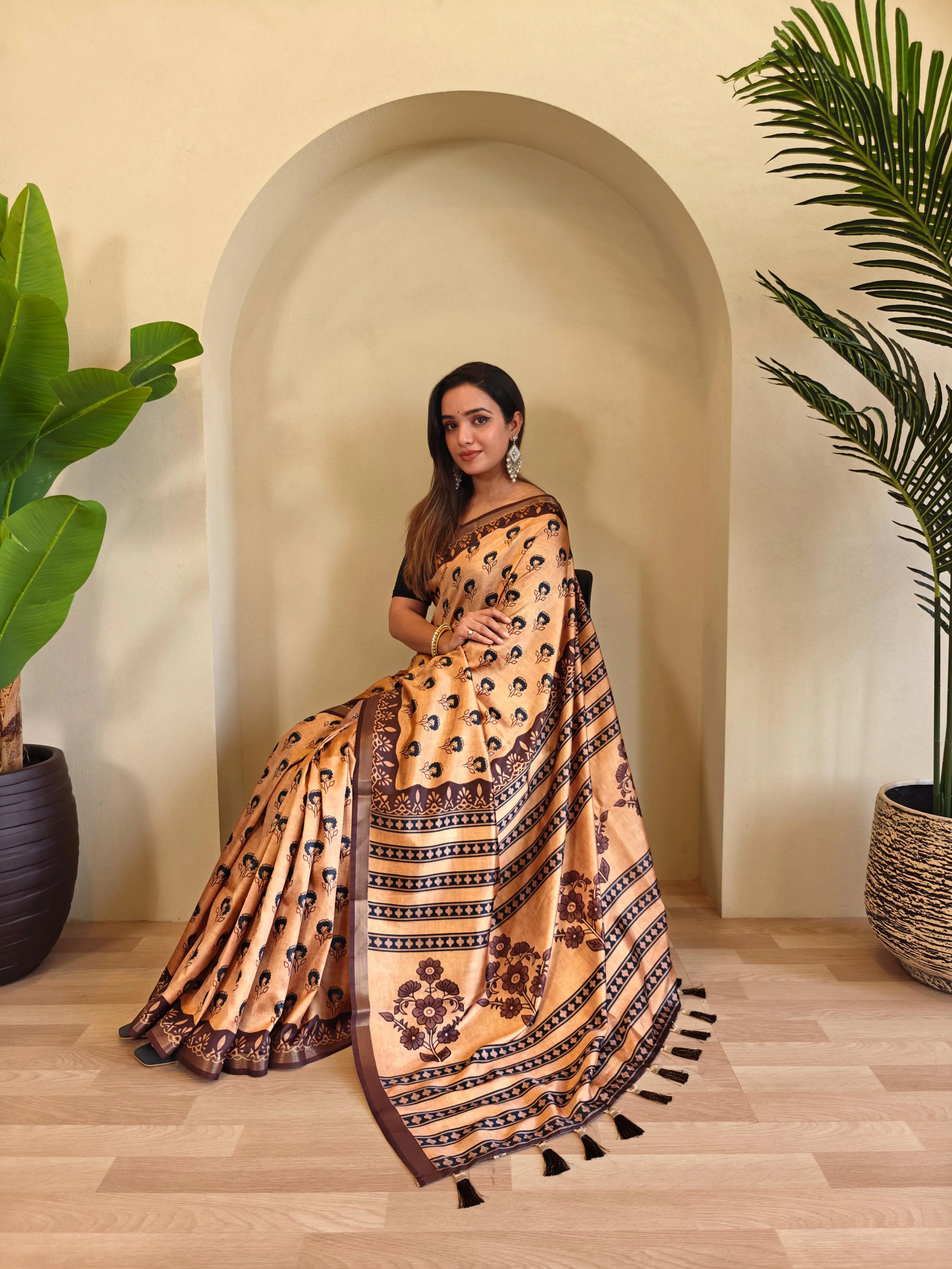 Dola Viscose Digital Printed Kalamkari Saree