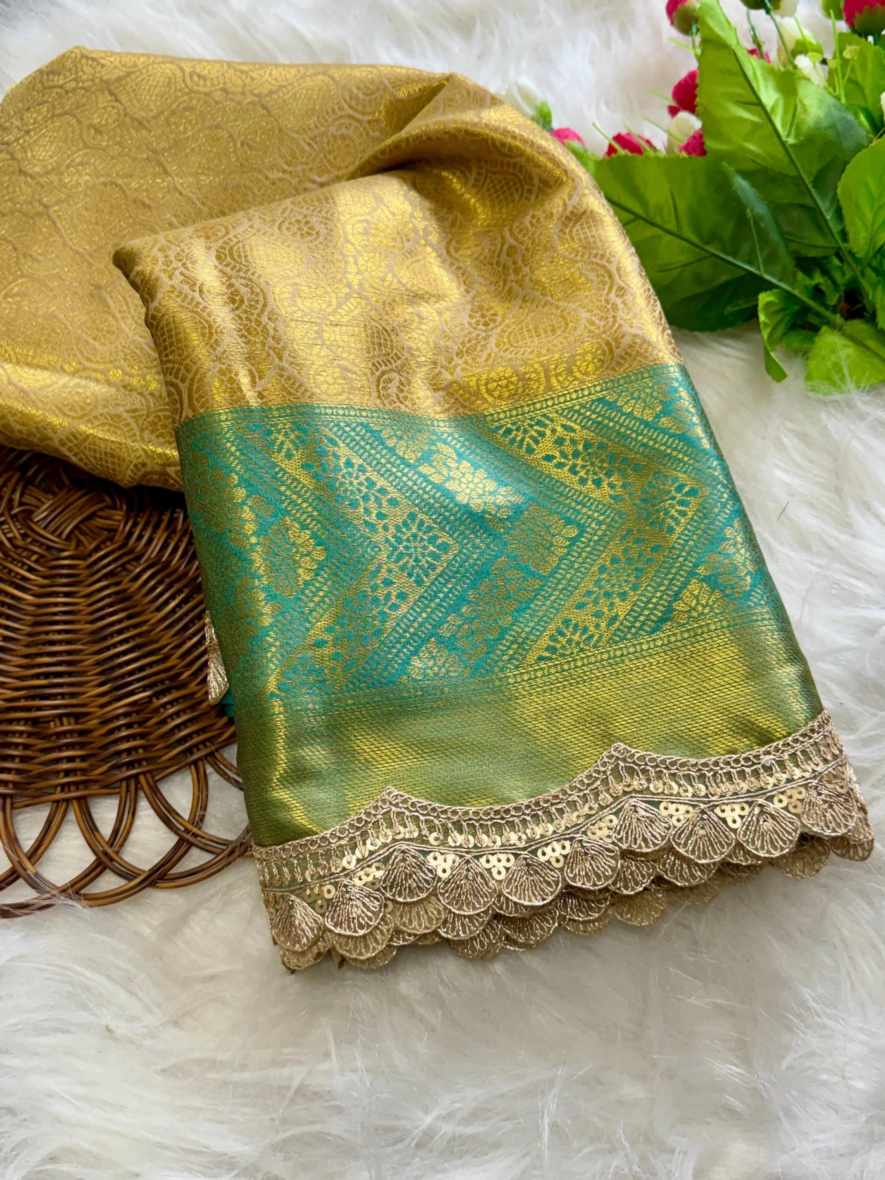 Inspired By Neeta Ambani's Style Golden Tissue Silk Banarasi Saree