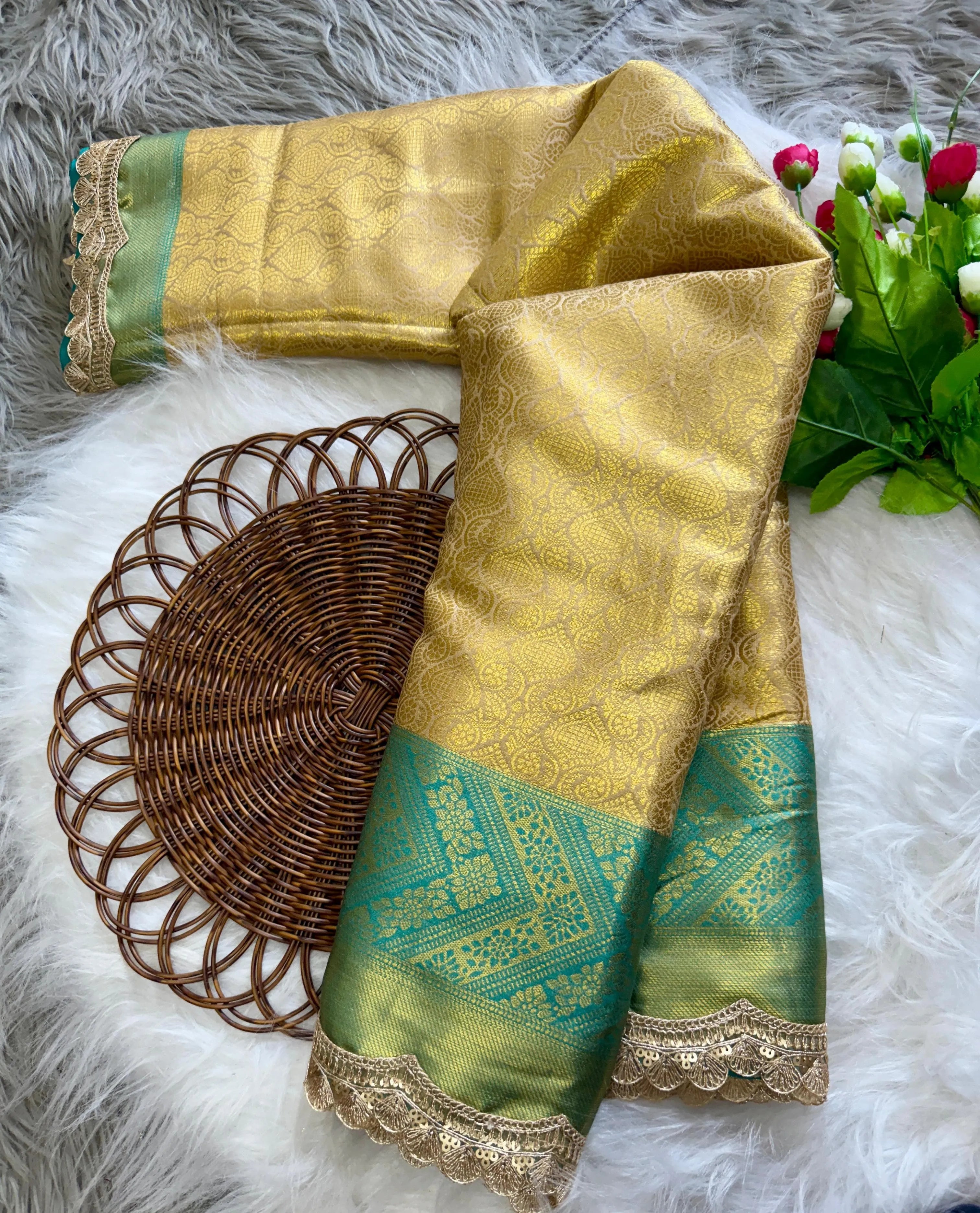 Inspired By Neeta Ambani's Style Golden Tissue Silk Banarasi Saree