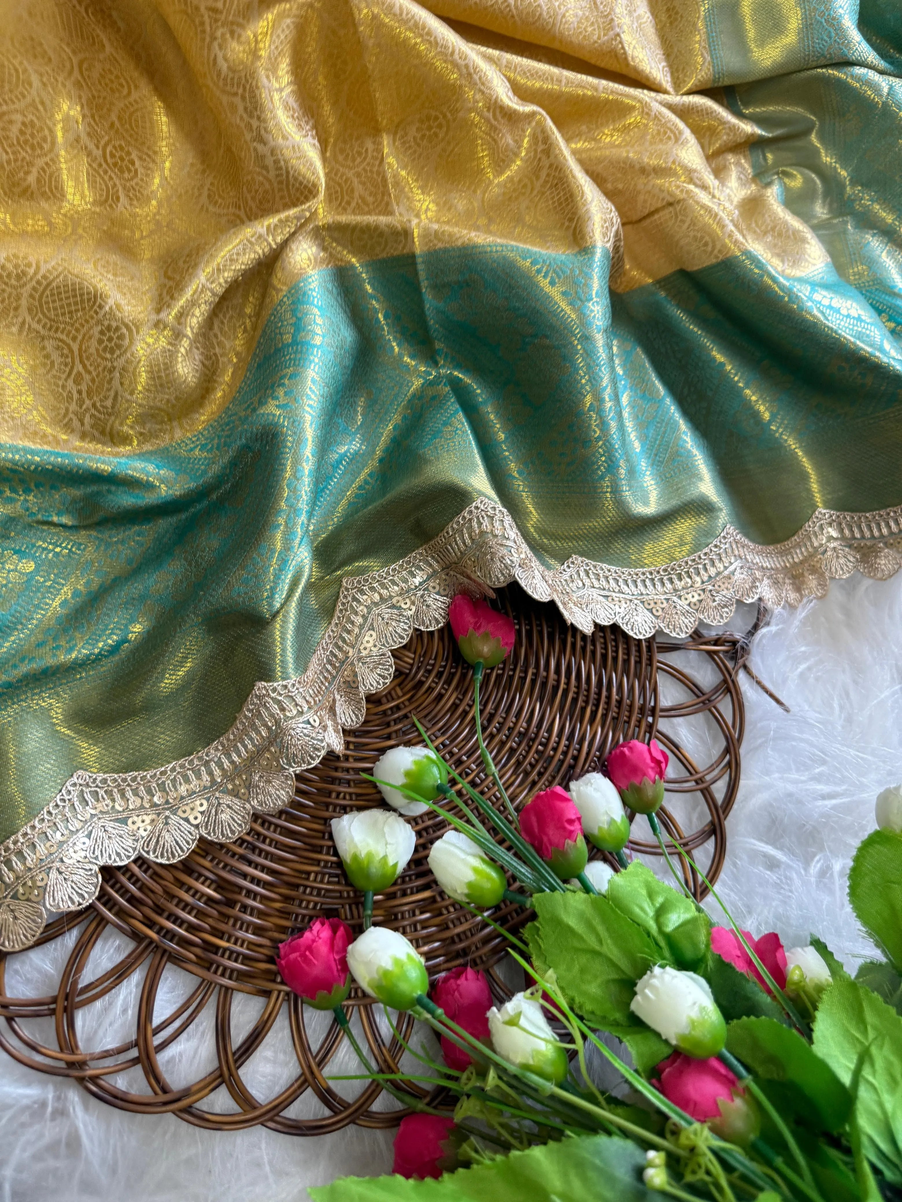 Inspired By Neeta Ambani's Style Golden Tissue Silk Banarasi Saree