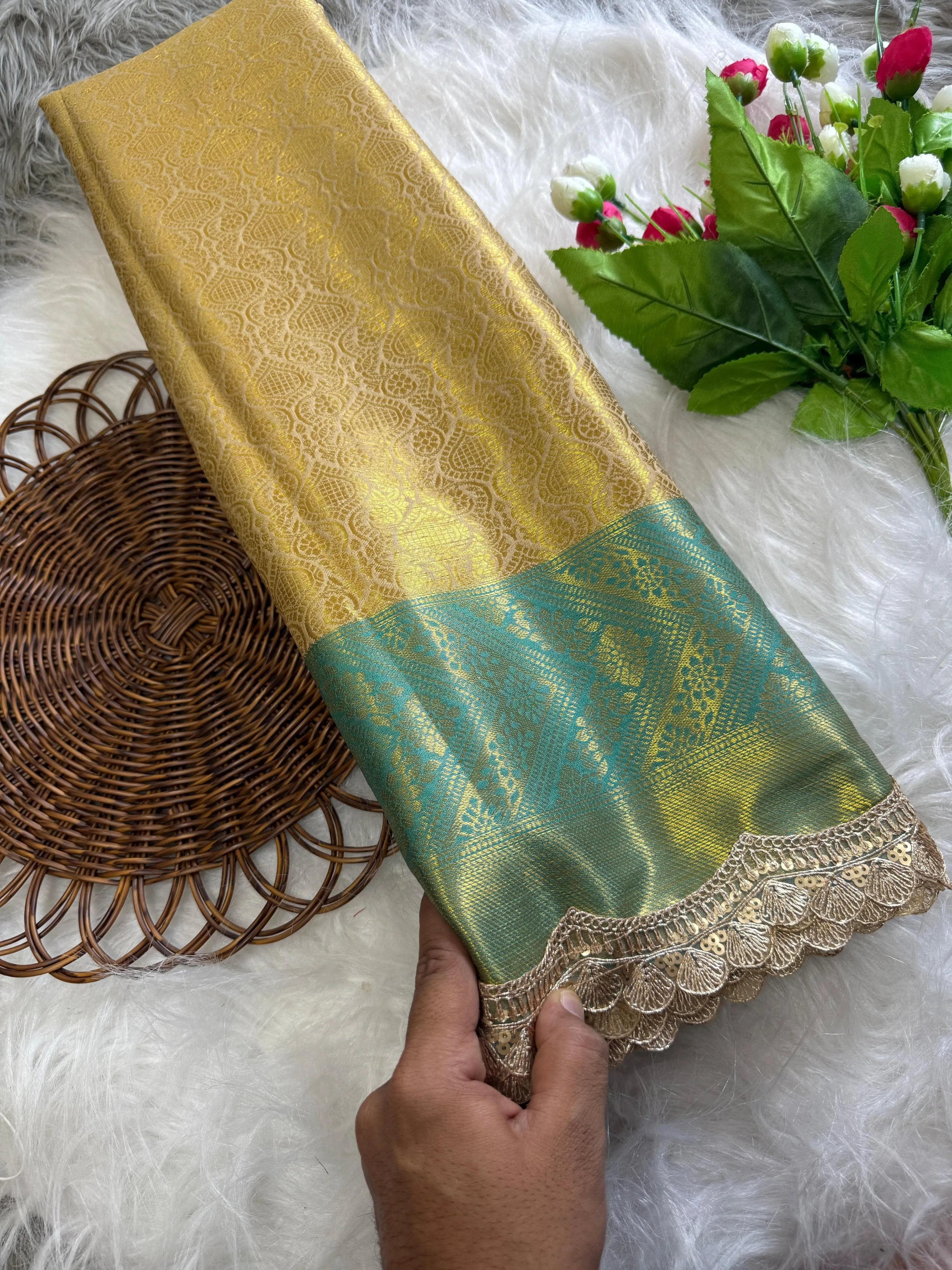 Inspired By Neeta Ambani's Style Golden Tissue Silk Banarasi Saree