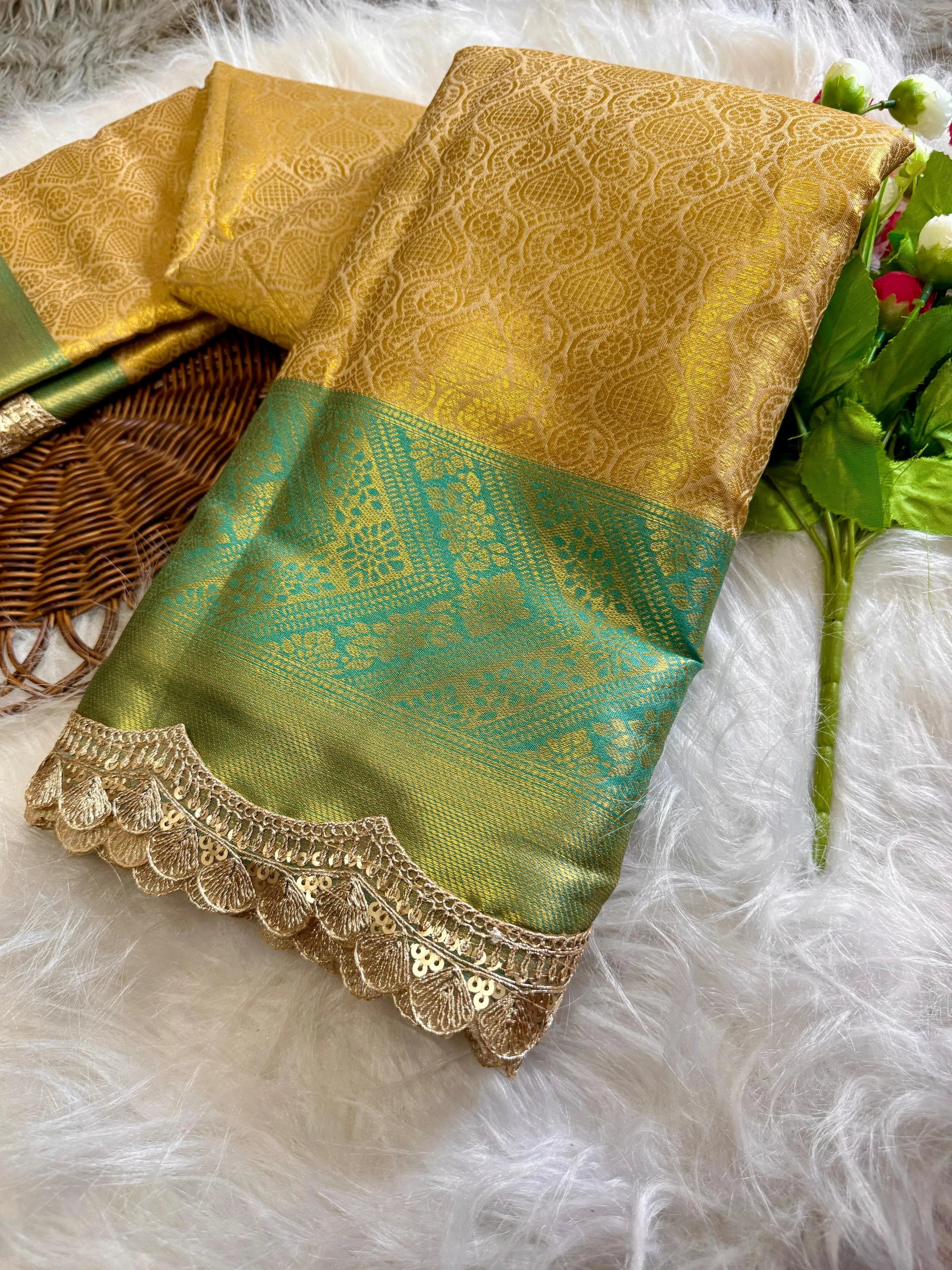 Inspired By Neeta Ambani's Style Golden Tissue Silk Banarasi Saree