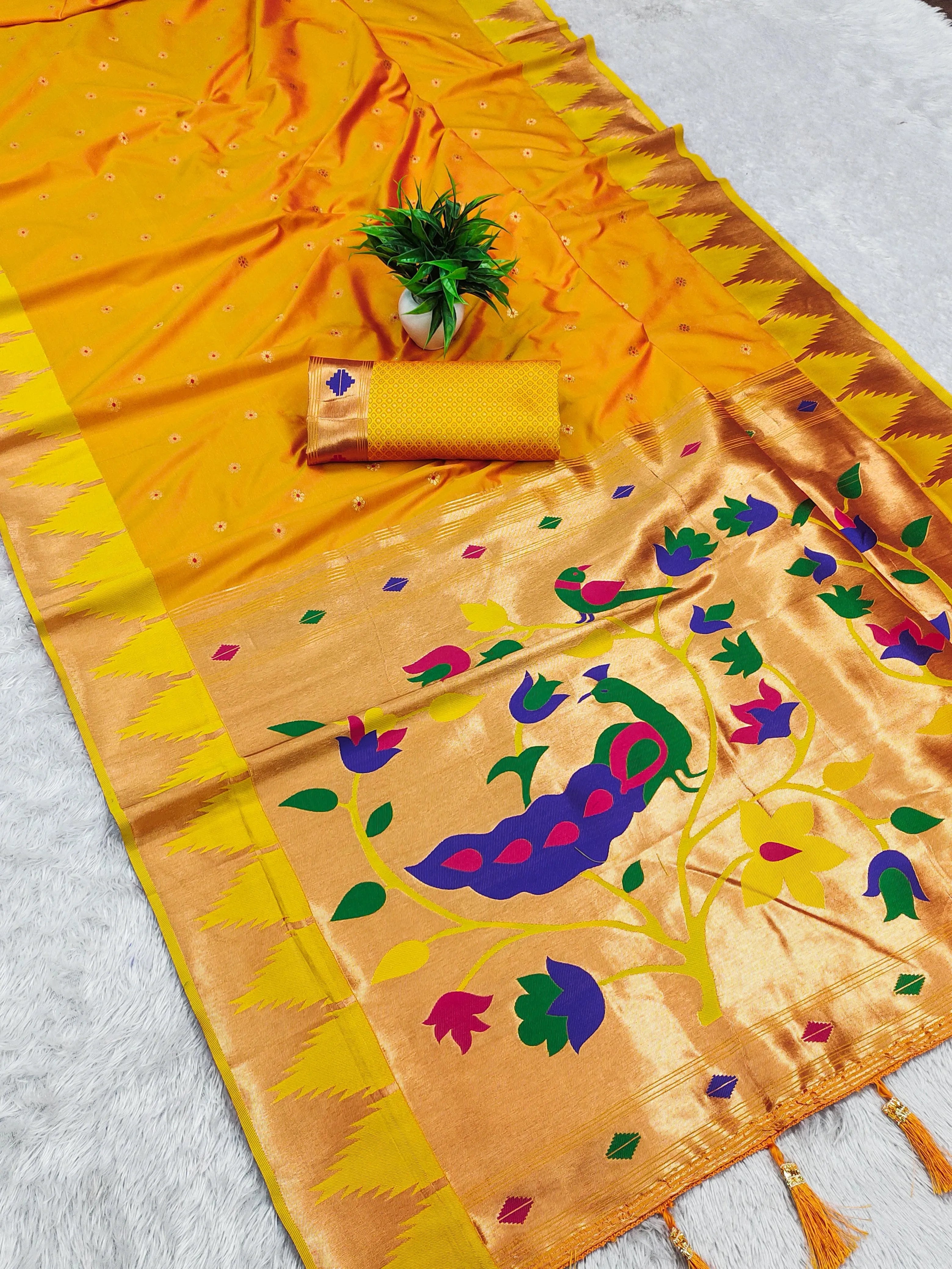Soft Silk Designer Temple Paithani Saree