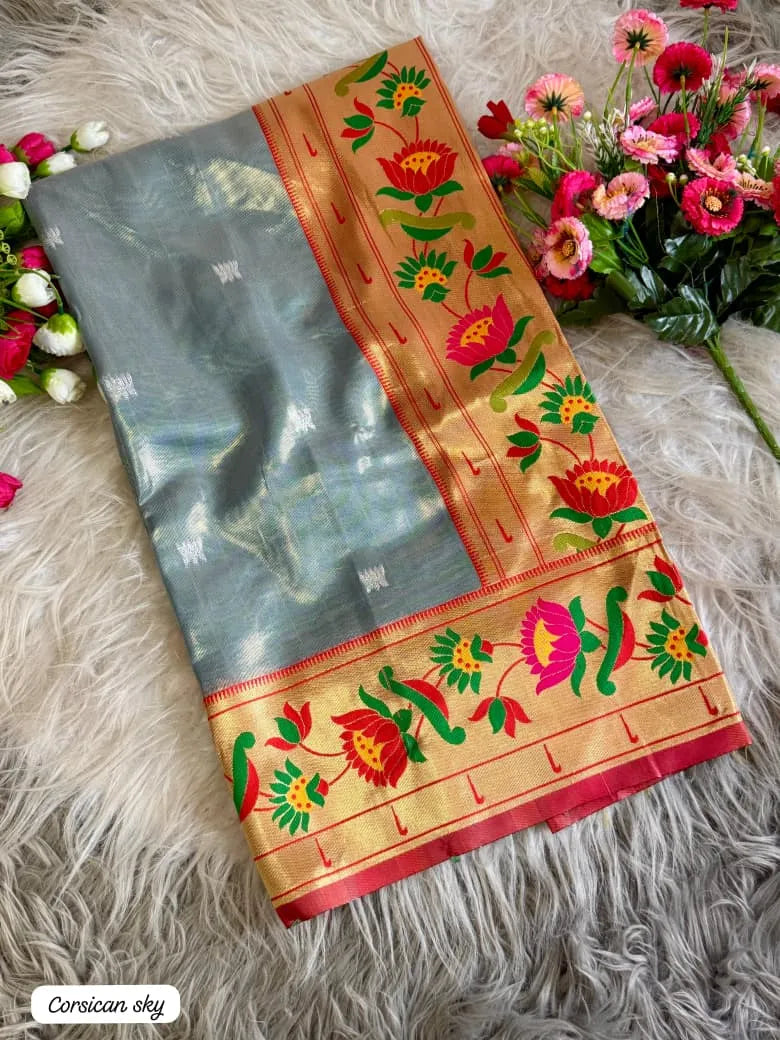 Lotus Organza Tissue Silk Saree