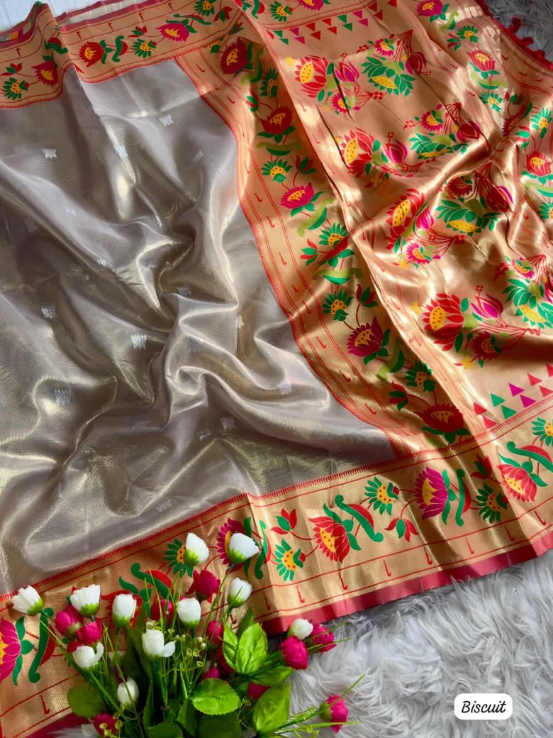 Lotus Organza Tissue Silk Saree