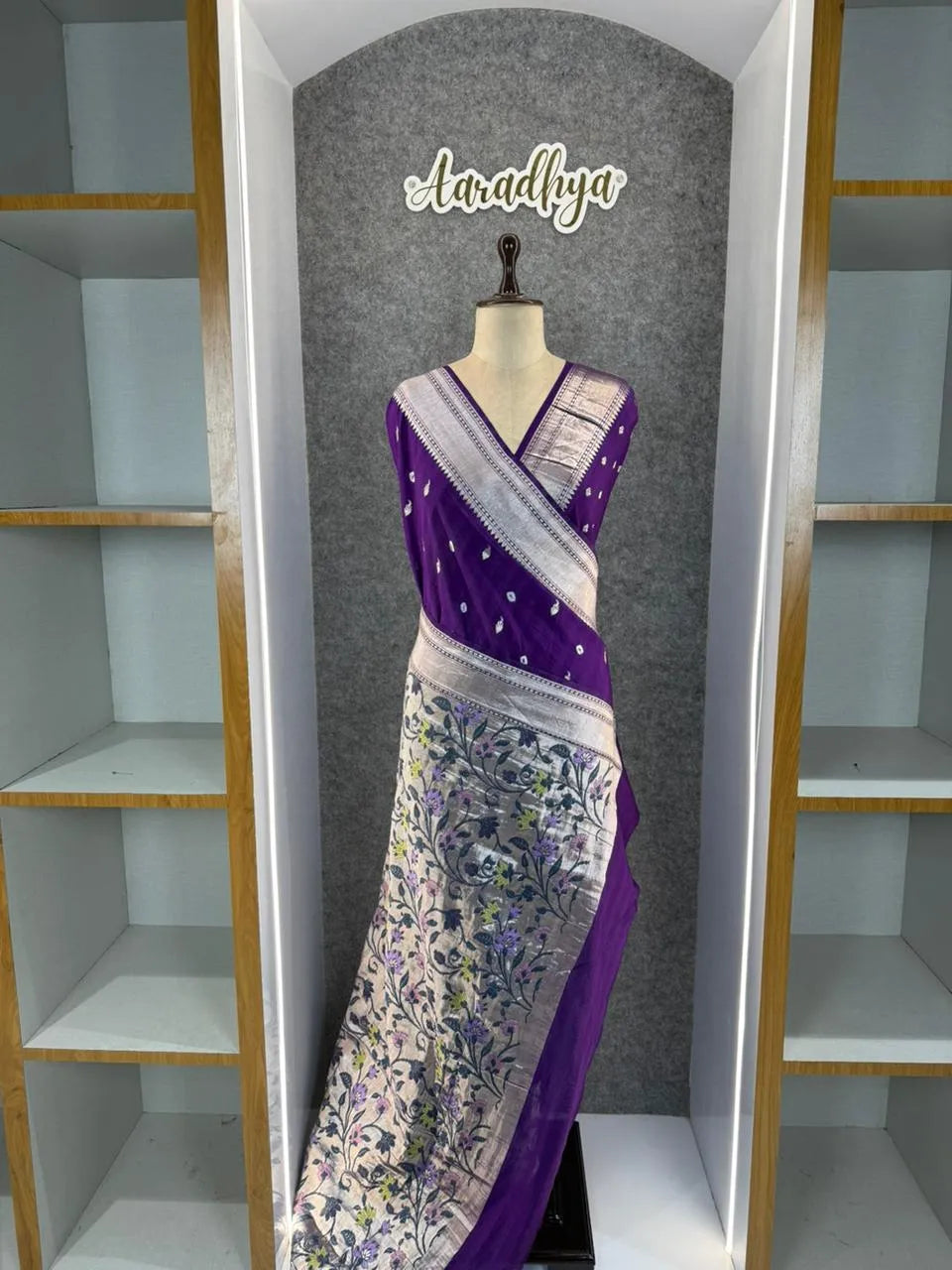 Viscose Raw Silk Bandhej Printed Paithani Saree