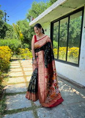 Maharashtrian 3D Pichwai Soft Silk Paithani Saree