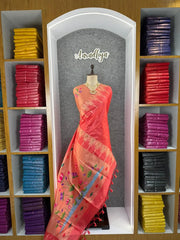 Soft Khadi Raw SIlk Lotus Pallu Paithani Saree