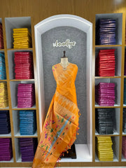 Soft Khadi Raw SIlk Lotus Pallu Paithani Saree