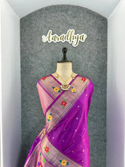 Phoolmala Paithani Soft Khadi Raw Silk Saree