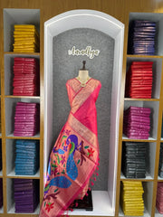 Soft Raw Silk Peacock Paithani Saree