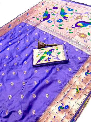 Pure Kanchipuram Paithani Silk Parrot Design Saree
