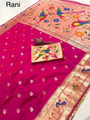 Pure Kanchipuram Paithani Silk Parrot Design Saree