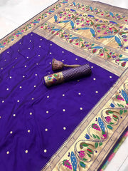 Pure Kanchipuram Paithani Silk Peacock Design Saree