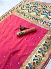 Pure Kanchipuram Paithani Silk Peacock Design Saree