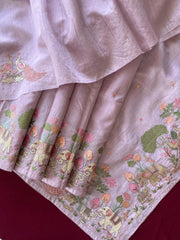 Pure Loom Tussar Silk Embroidery Work Saree