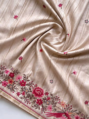 Handloom-Inspired Tussar Silk Embroidery Saree