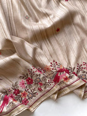 Handloom-Inspired Tussar Silk Embroidery Saree