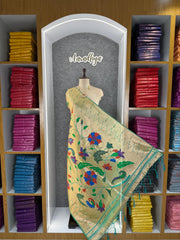 Dupatta - Pure Zari Floral Multicolor Weaving Paithani Dupatta