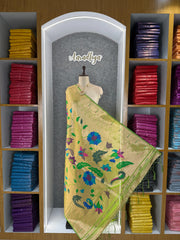 Dupatta - Pure Zari Floral Multicolor Weaving Paithani Dupatta