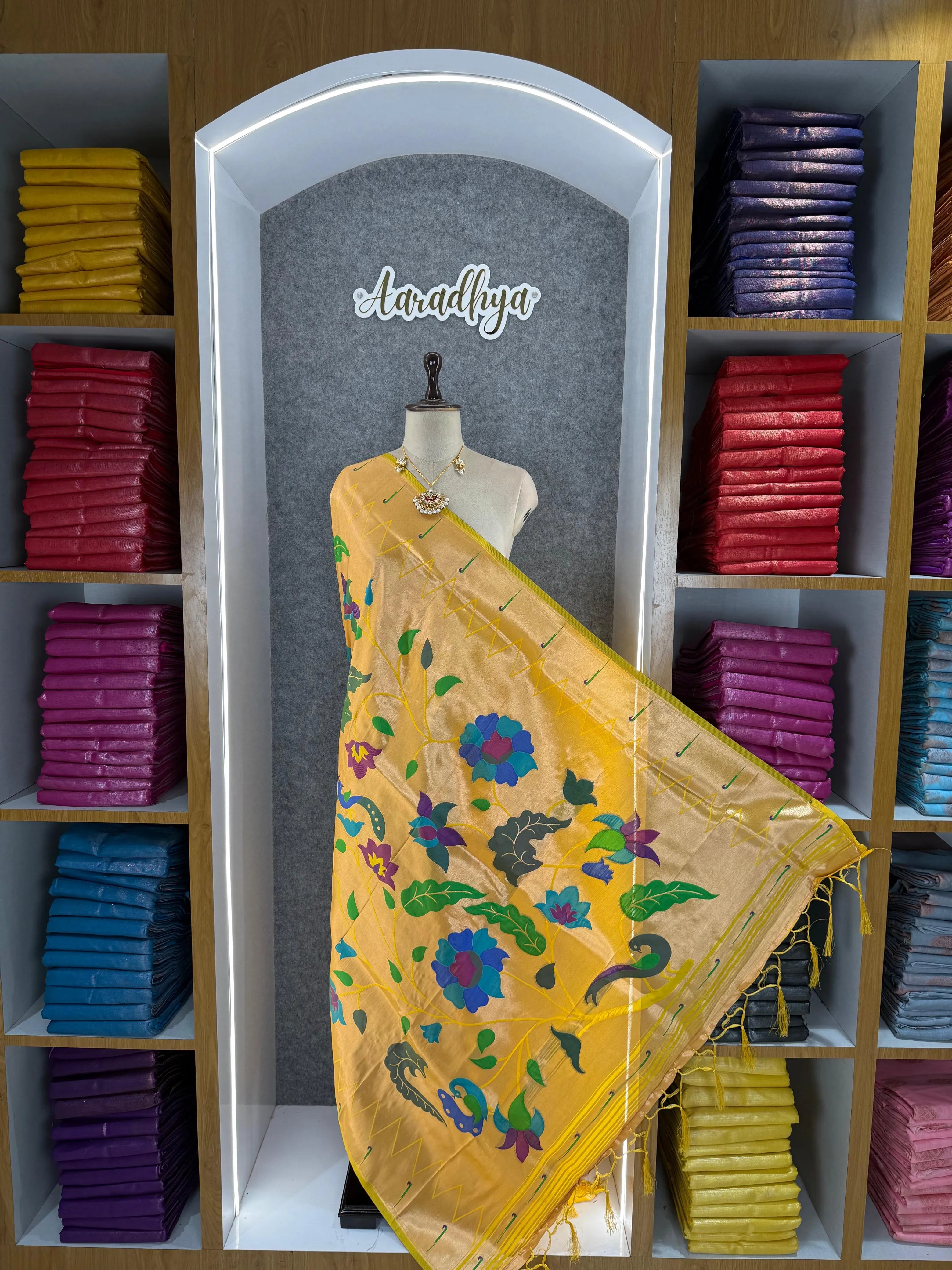 Dupatta - Pure Zari Floral Multicolor Weaving Paithani Dupatta