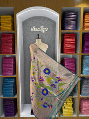 Dupatta - Pure Zari Floral Multicolor Weaving Paithani Dupatta