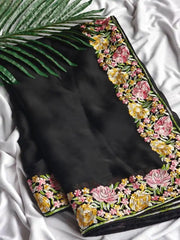 Pure Soft Chiffon Kashmiri Thread Embroidered Saree