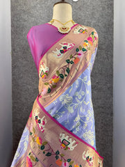 Lucknowi Paithani and Patola Fusion Saree