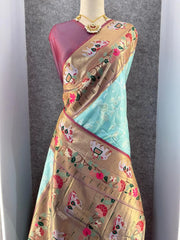 Lucknowi Paithani and Patola Fusion Saree