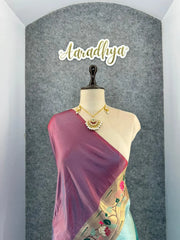 Lucknowi Paithani and Patola Fusion Saree