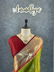 Maharashtrian 3D Pichwai Soft Silk Paithani Saree