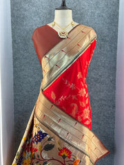 Maharashtrian 3D Pichwai Soft Silk Paithani Saree