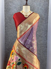 Maharashtrian 3D Pichwai Soft Silk Paithani Saree
