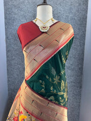 Maharashtrian 3D Pichwai Soft Silk Paithani Saree