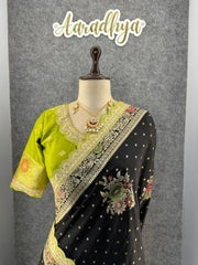 Dolla Silk Embroidery Work Lace Banarasi Saree